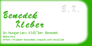 benedek kleber business card